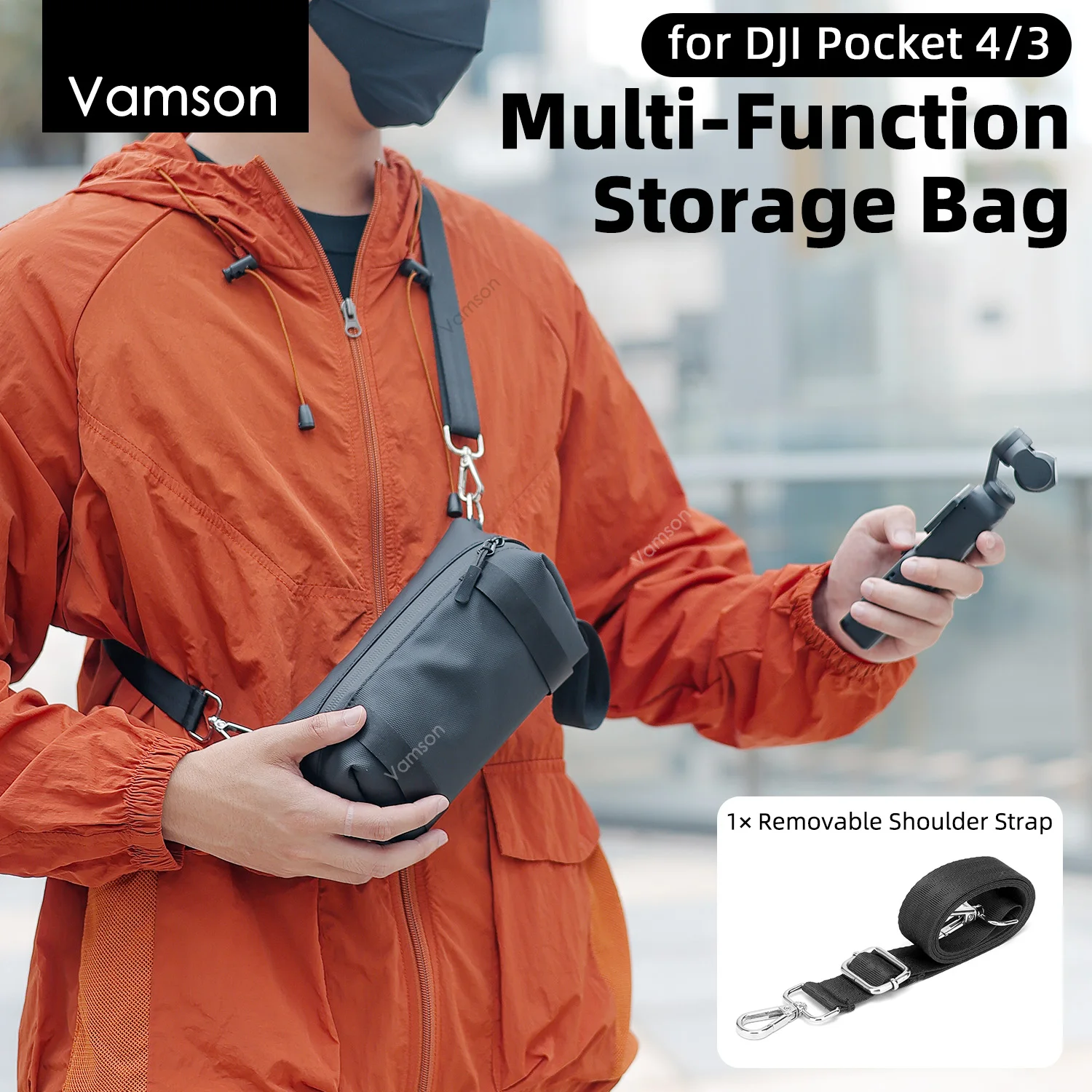 Vamson for DJI Osmo Pocket 4/3, Soft Storage Bag Portable Lining Protection Waterproof Anti-shock Travel Camera Accessories