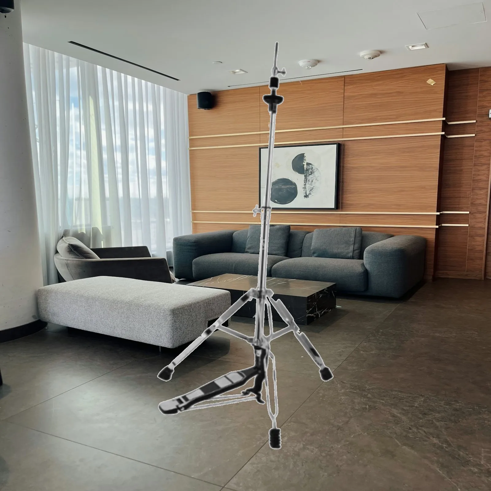Metal Hi Hat Stand with Chain Drive and Foldable Tripod for Drum Kit Cymbal Support
