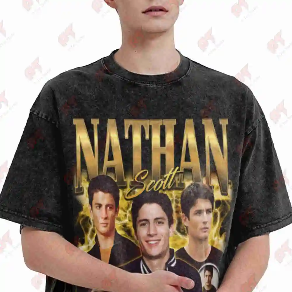 Nathan Scott One Tree Hill Vintage Washed Tee Pure Cotton T-Shirt