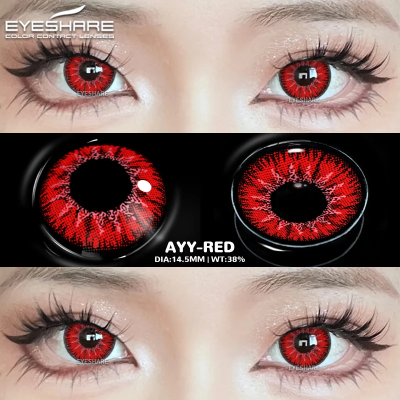 EYESHARE Cosplay Weiß Farbige Kontaktlinsen 2 stücke Crazy Red Kontaktlinsen Anime Schwarz Augenlinsen Halloween Schönheit Make-Up Objektiv – Detail 11