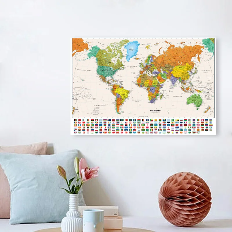 A2-59x42 ซม.VINTAGE World แผนที่ภาษาอังกฤษโปสเตอร์ภาพวาดพื้นหลังเหมาะสําหรับของขวัญเด็กการศึกษาอุปกรณ์สํานักงานโรงเรียน