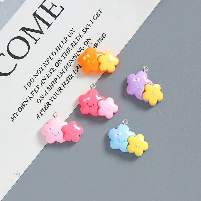 10Pcs Cute Double Star Wing Heart Resin Charms Pendant for DIY Jewelry Making Earrings Bracelet Necklace Craft Decor Accessories