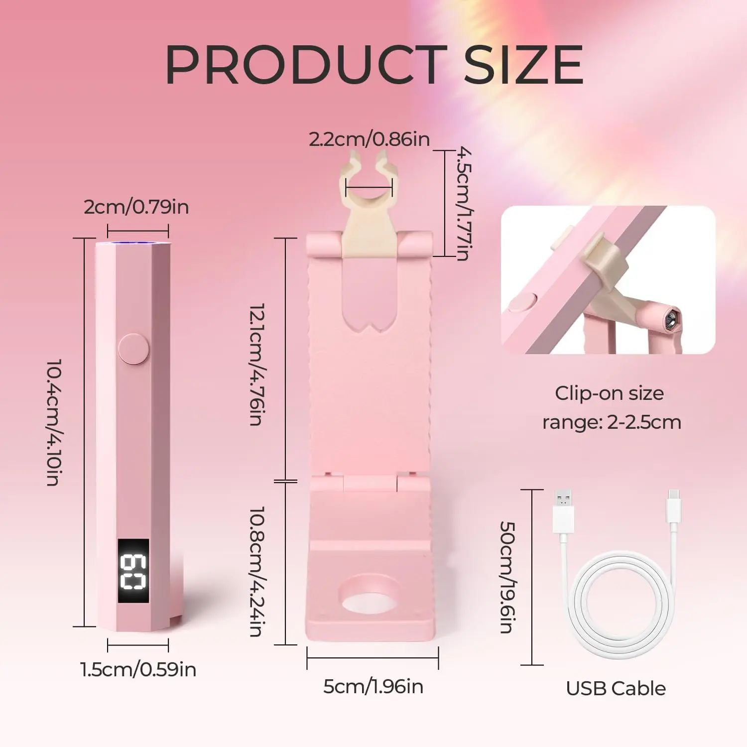 Mini UV Nail Light - Timers & Adjustable Stand, Handheld Nail Lamp for Gel Nails, Rechargeable Nail Dryer Flash Curing for Glue
