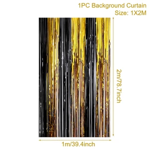 Geburtstagsfeier Dekorationen Hintergrund Tuchvorhänge Glitzer Schwarz Gold Pony Pony Folha Vorhang Hintergrund für Erwachsene Geburtstag 6 Hauptverkäufe 19 Jahre Party - №5
