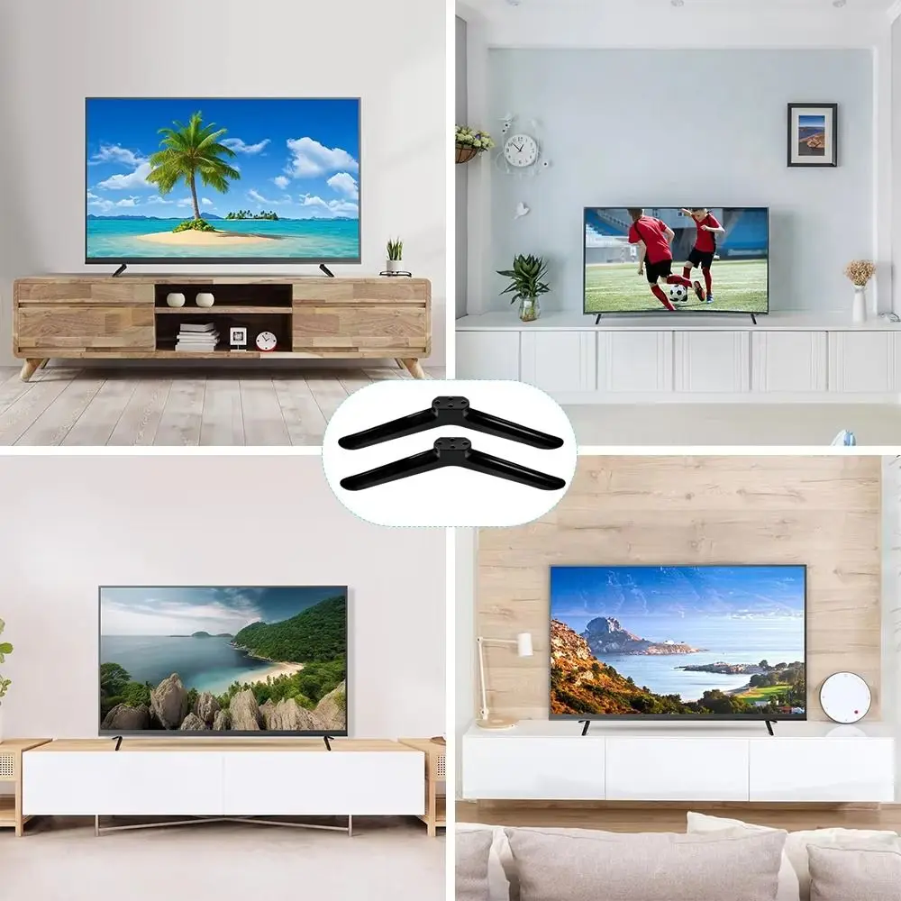 New Universal TV Base Stand Legs With Screws Black Television Tabletop Foot TV Stand Leg Base Bracket Living Room