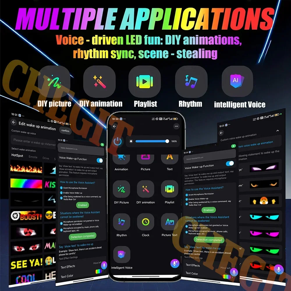 AI التحكم الصوتي LED مصفوفة بكسل لوحة ضوء التطبيق USB التحكم التمرير الإعلان LED سيارة تسجيل الرسوم المتحركة هدية قابلة للبرمجة #3