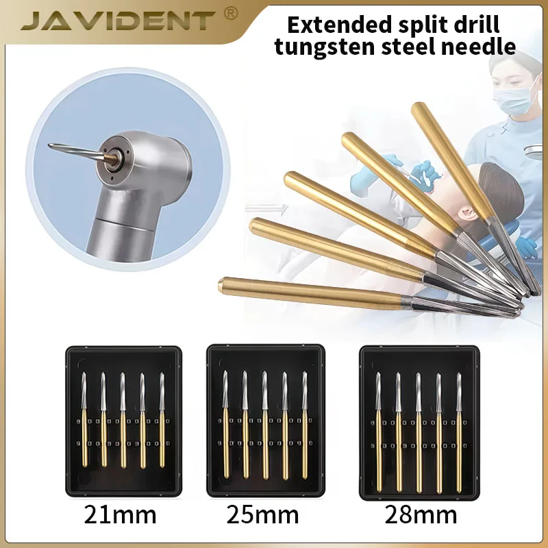 5Pcs Zekrya Dental Carbide Burs21/25/28mm Surgical Drills Endodontic Bone Cutters Drill For High Speed Handpiece Dentist Tool