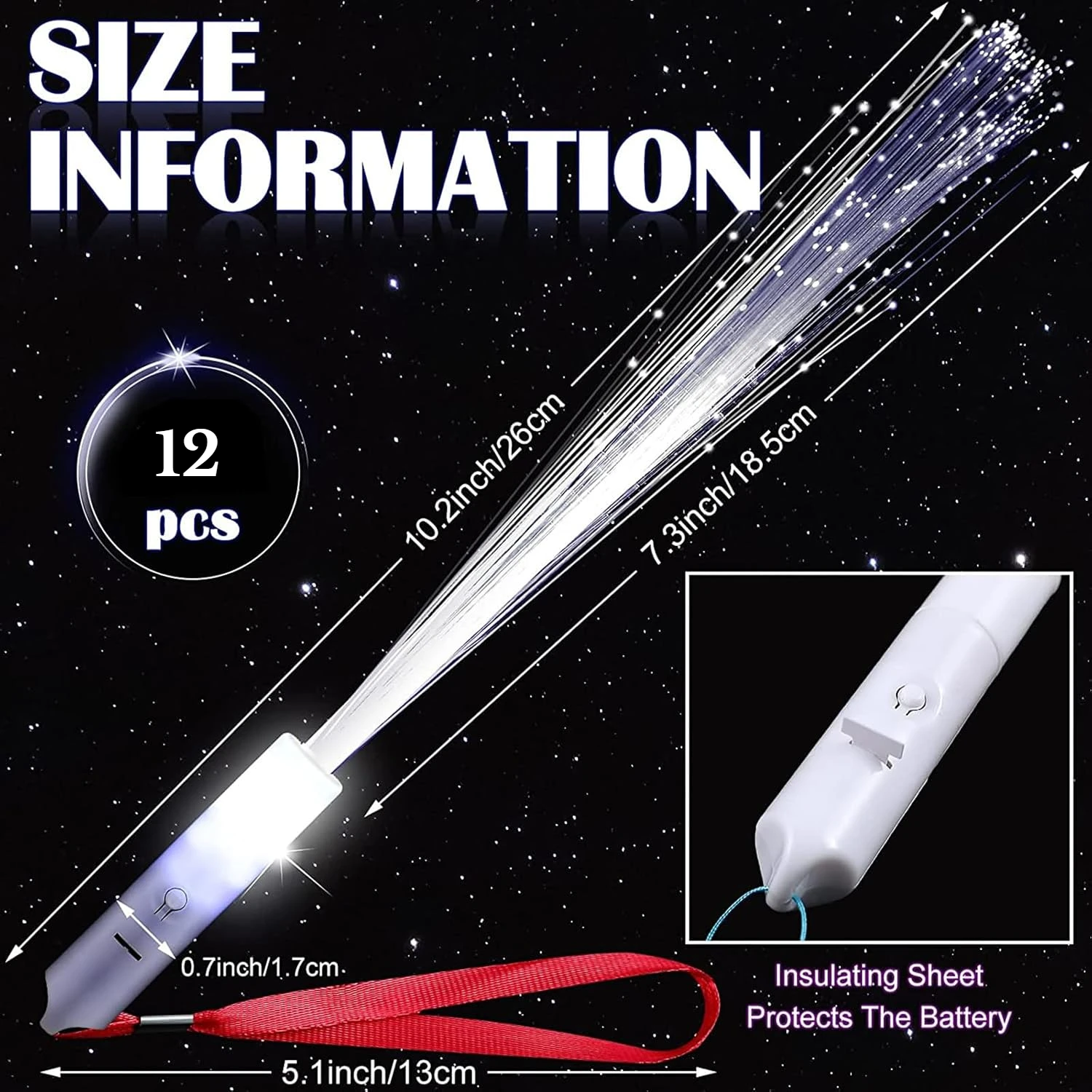 12PCS LED Light Up Bracelets and 12PCS LED Fiber Optic Stick 3 Light Modes Glow in The Dark Party Concert Supplies Wedding Gifts
