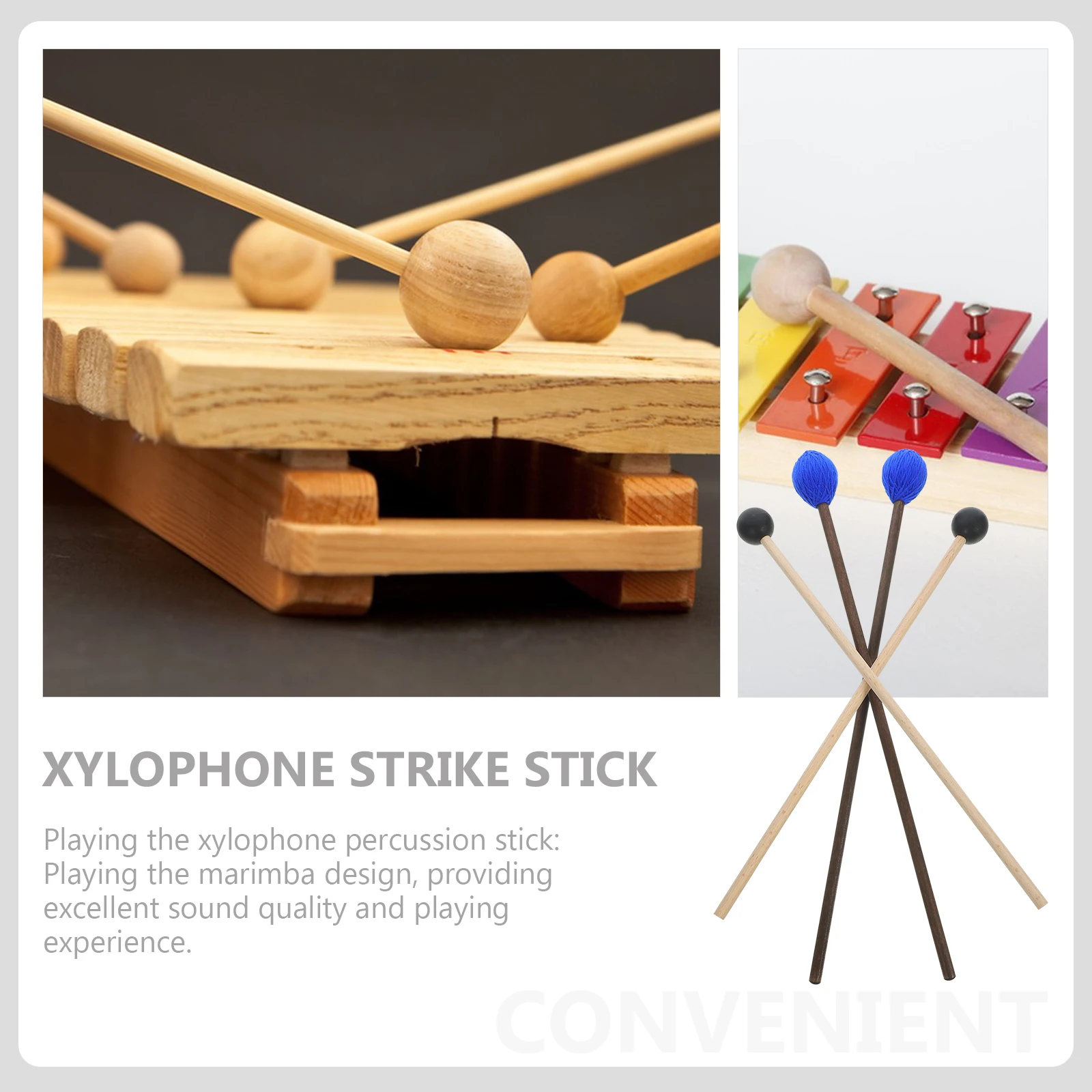 

Marimba Drumsticks Durable Tongue Drum Mallets Performance Percussion Sticks For Xylophone Glockenspiel Drum Mallets For
