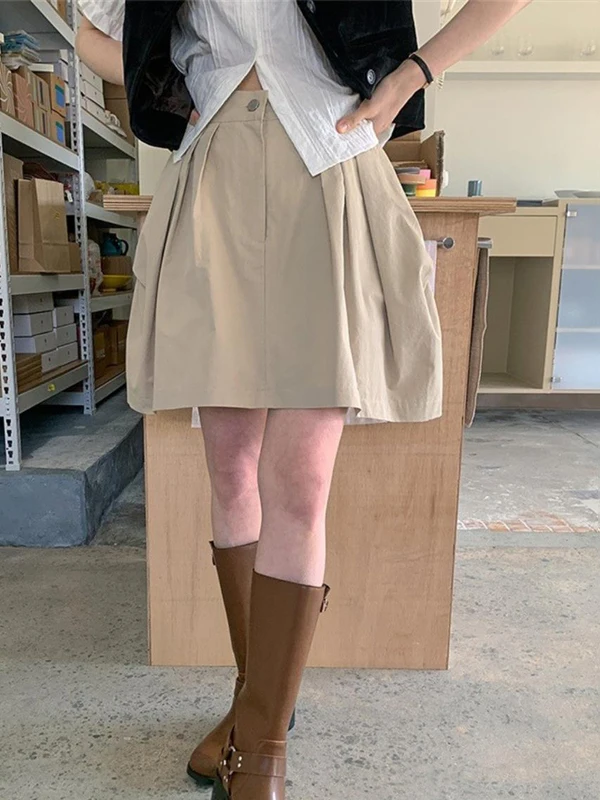 

I Color плиссированная утягивающая юбка тыквы с высокой талией, женская летняя новинка 2021, юбка трапециевидной формы Bloom f-длины