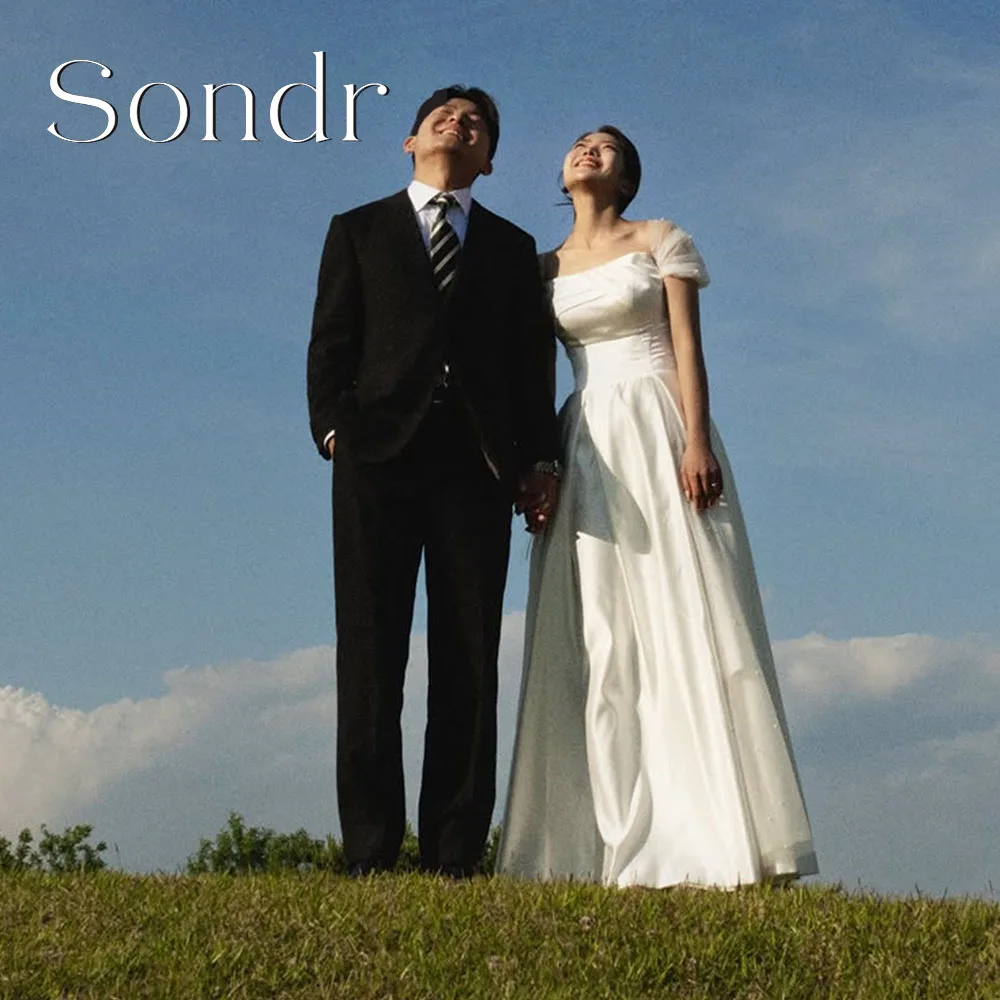 

Sondr Customized Off the Shoulder Korean Wedding Dresses Corset Back A Line Outdoor Photo Shoot Gown Floor-Length Evening Dress