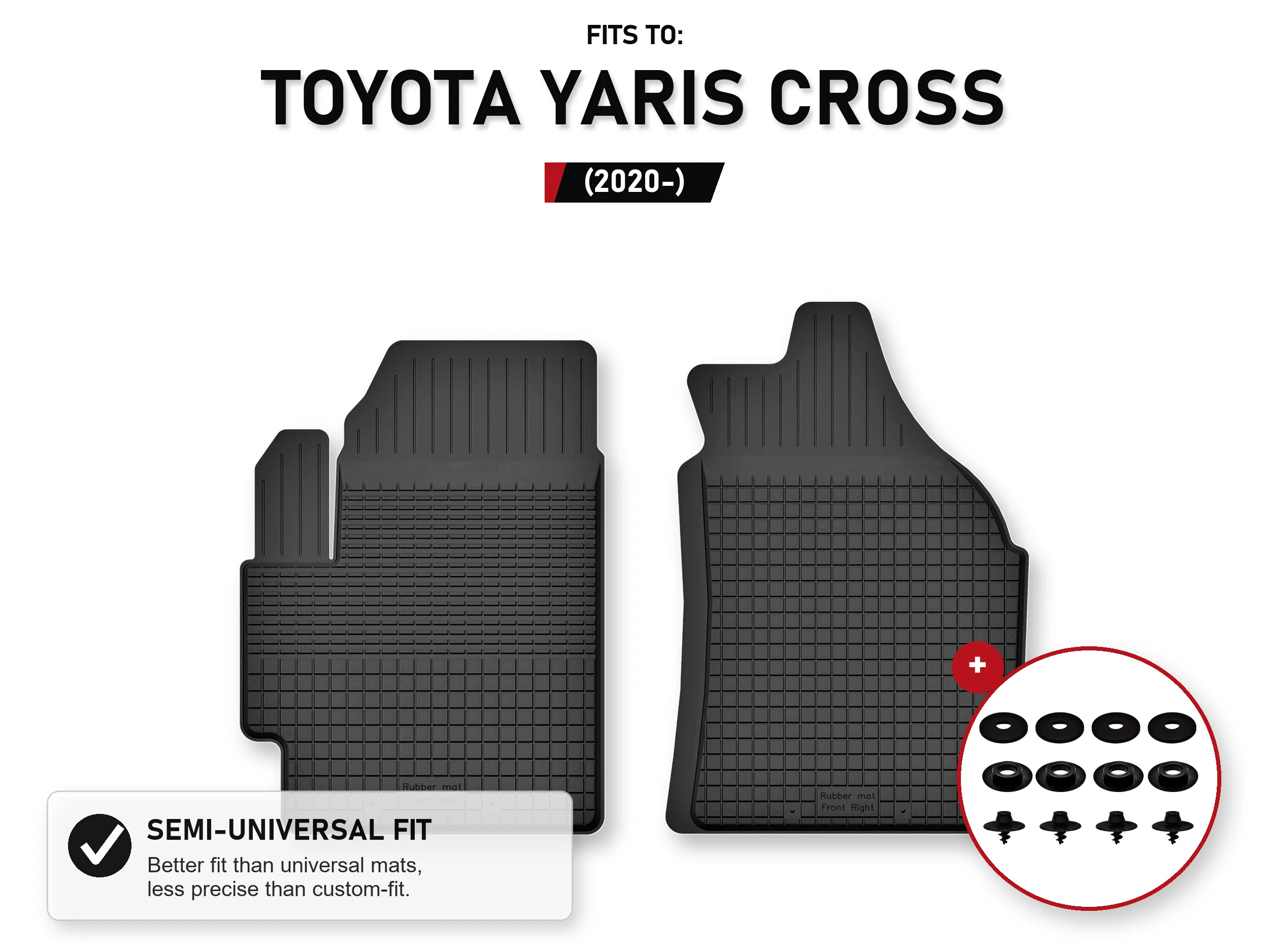 Voorste tapijten voor: Toyota Yaris Cross 2020- Crossover met stoppers