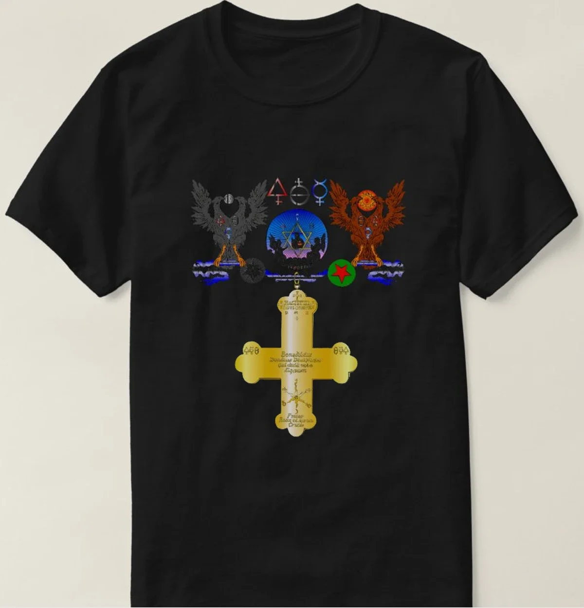 

Alchemical and Astrological Rosicrucian Order Symbol Rose Cross T-Shirt 100% Cotton O-Neck Short Sleeve Casual Mens T-shirt