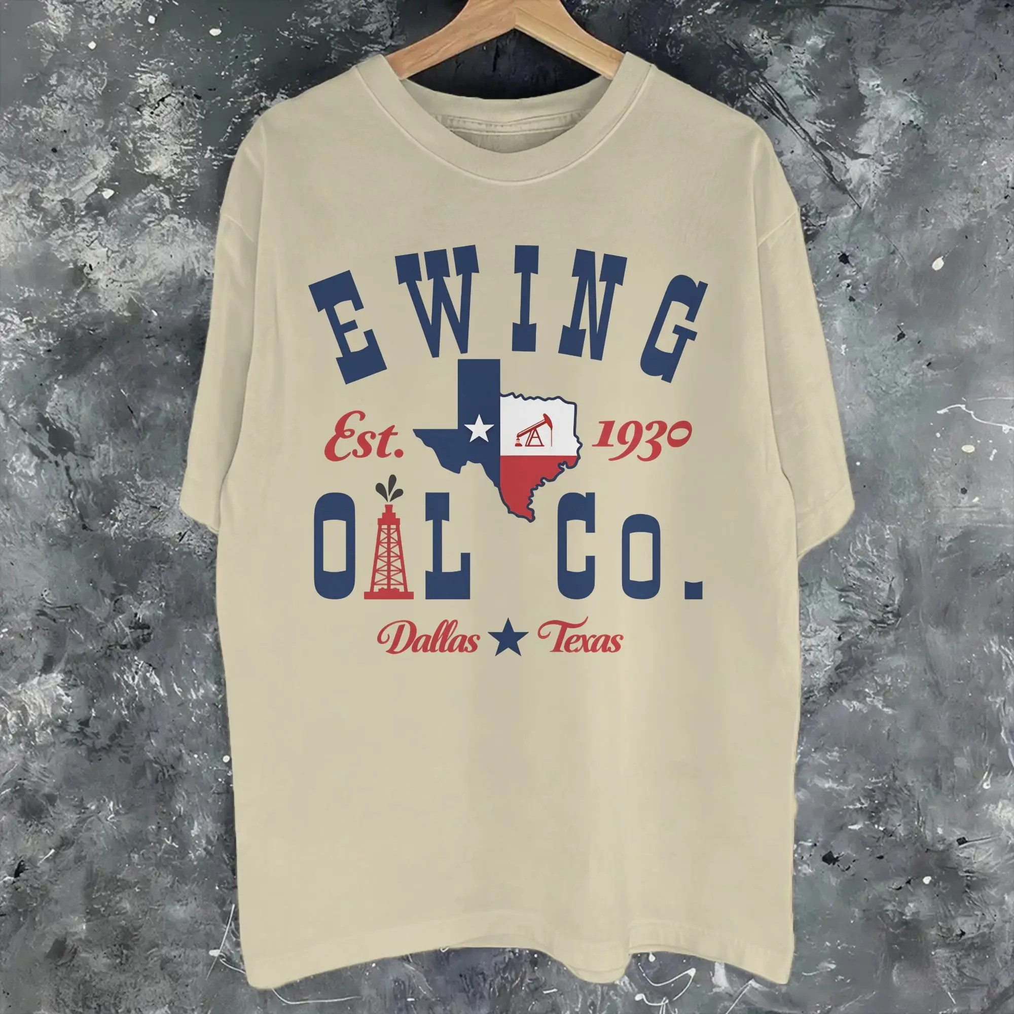 Men Women Graphic Ewing Oil Co. Dallas 70s TV Show   Tee T Shirt Cotton  T-shirts Clothing