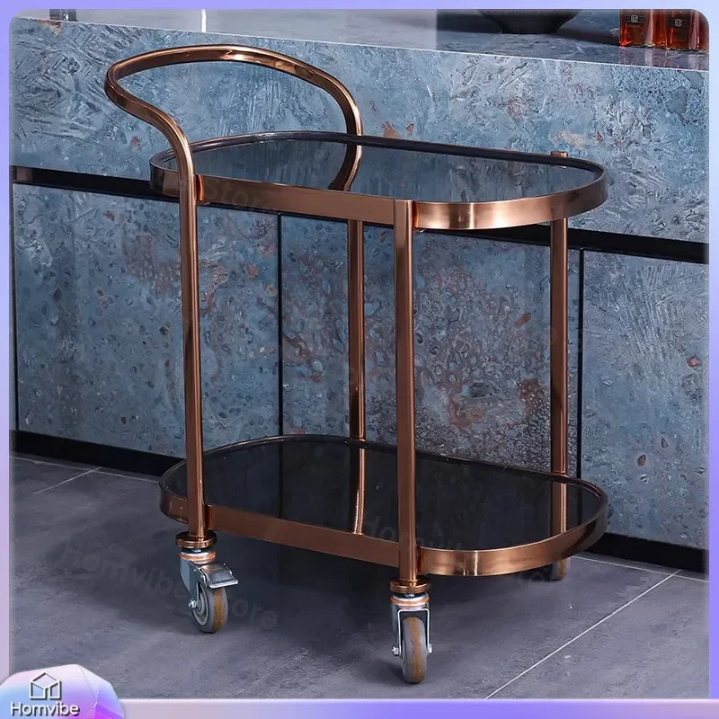 Luxury Wine Trolley Multi Functional Service Cart Cake Snack Display Rack Tea Beverage Bar Dining Car Furniture Home Kitchen