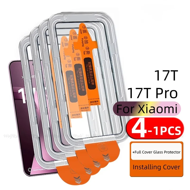 4/3/2/1 Stück für Xiaomi 17T Pro Glas Xiaomi Mi 17T Panzerglas 9H HD Vollflächiger Kleber Staubfreier Displayschutz Xiaomi 17T Pro