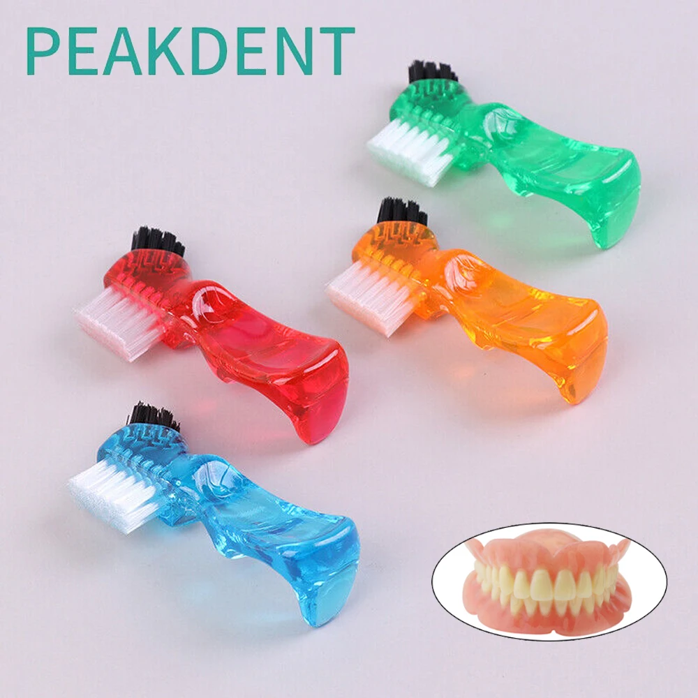 

Mini Denture Dedicated Brush Toothbrush Dual Heads False Teeth Brushes Gum Cleaning Brush Portable Denture Double Sided Brush