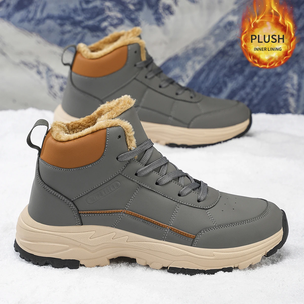 Herren-Sportschuhe in großen Größen mit Plüsch-Innenfutter, Outdoor-Wanderschuhe, bequeme, lässige, modische Trainingsschuhe für Paare – Detail 4