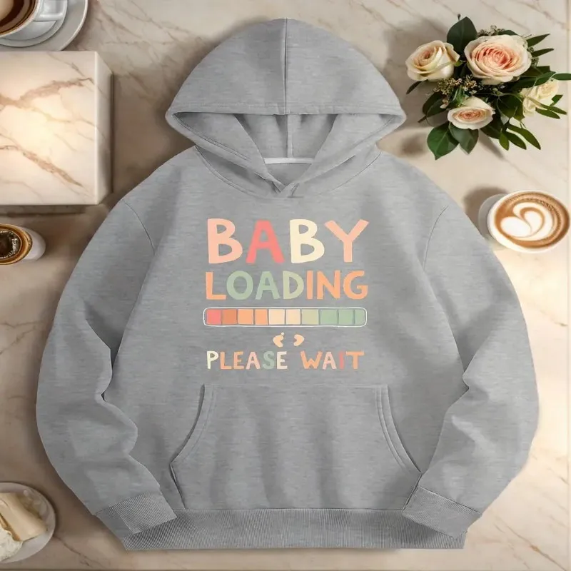 Fall Winter Plus Size Clothes Female Oversize Sweatshirt Women Loading Please Wait Colorful Text Fashionable Trendy Long Sleeve