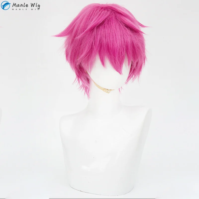 Anime Saiki Kusuo Cosplay Wig 30cm Short Pink Wigs Heat Resistant Synthetic Hair Party Wigs + Wig Cap image 3