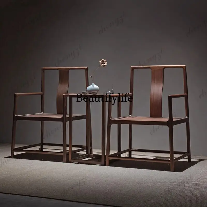 Vintage, solid wood three-piece set, master chair, balcony tea drinking zen armchair