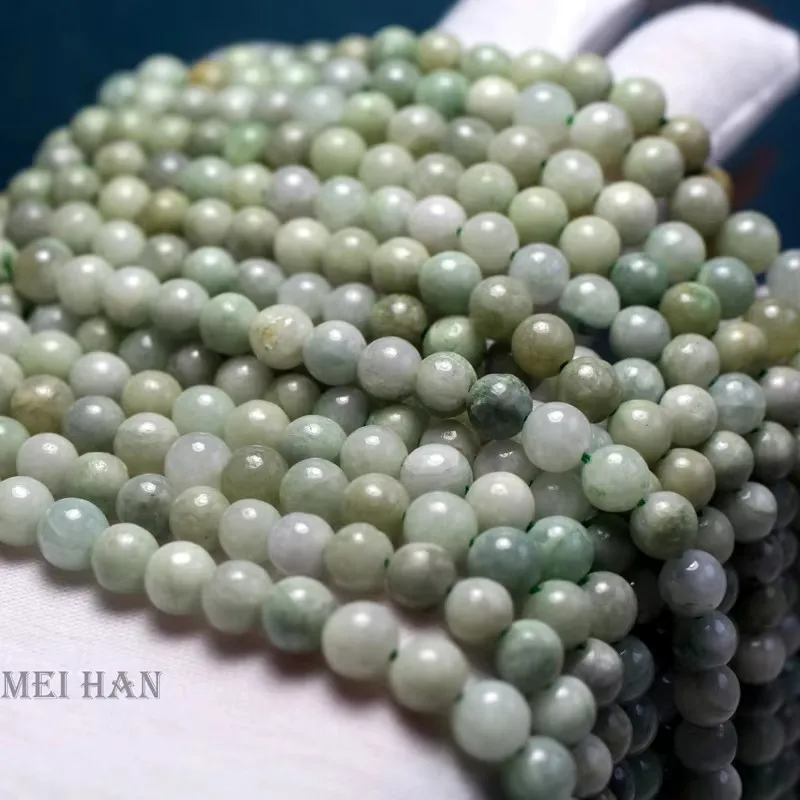 Meihan الطبيعية بورما اليشم الخرز الحجري المستديرة السلس لصنع المجوهرات سوار تصميم DIY