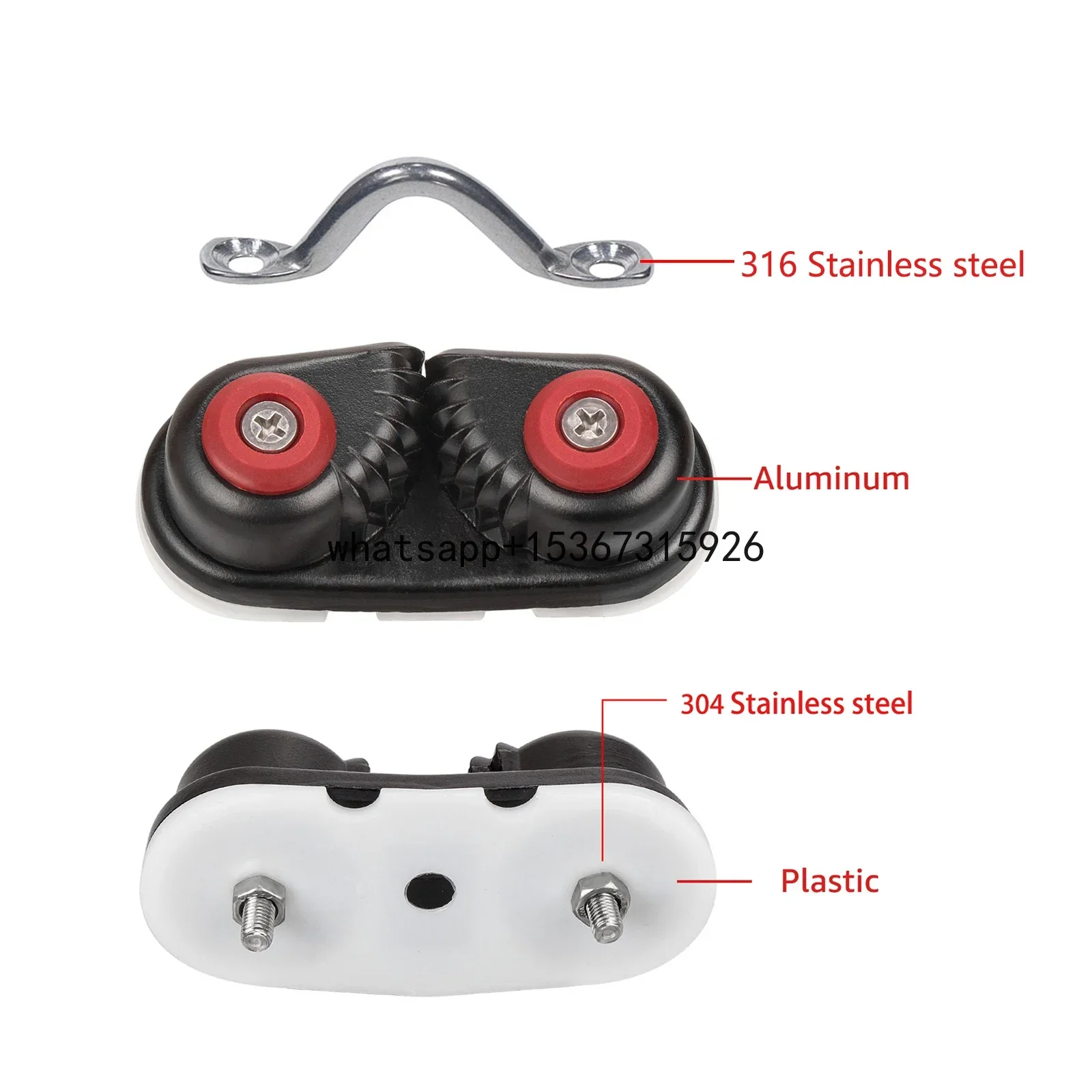 Aluminum Cam Cleat, Rope Cleat, Ball Bearing Fast Entry Cam Cleat for Line Sizes Upto 5/8-Inch, Sailing Sailboat Kayak(2 Pcs)