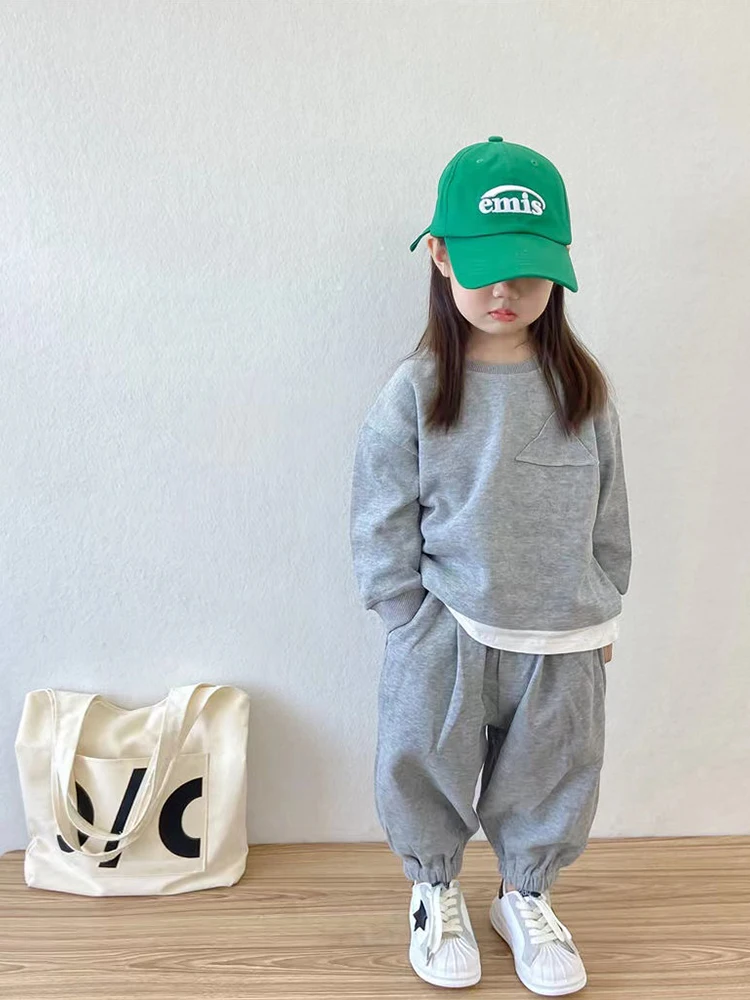 Girls\' Spring And Autumn Suit New Children\'s Fashionable Sports Sweater Two-piece Set Sets For Children Sets For Baby