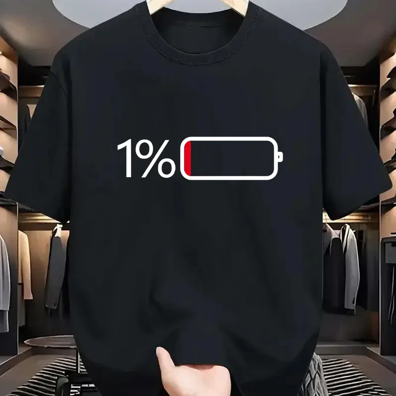 Battery Low Print Tee Shirt Women Casual Short Sleeve T-Shirt Summer Spring Fall Funny Graphic Tops Streetwear Clothing Hot Sale
