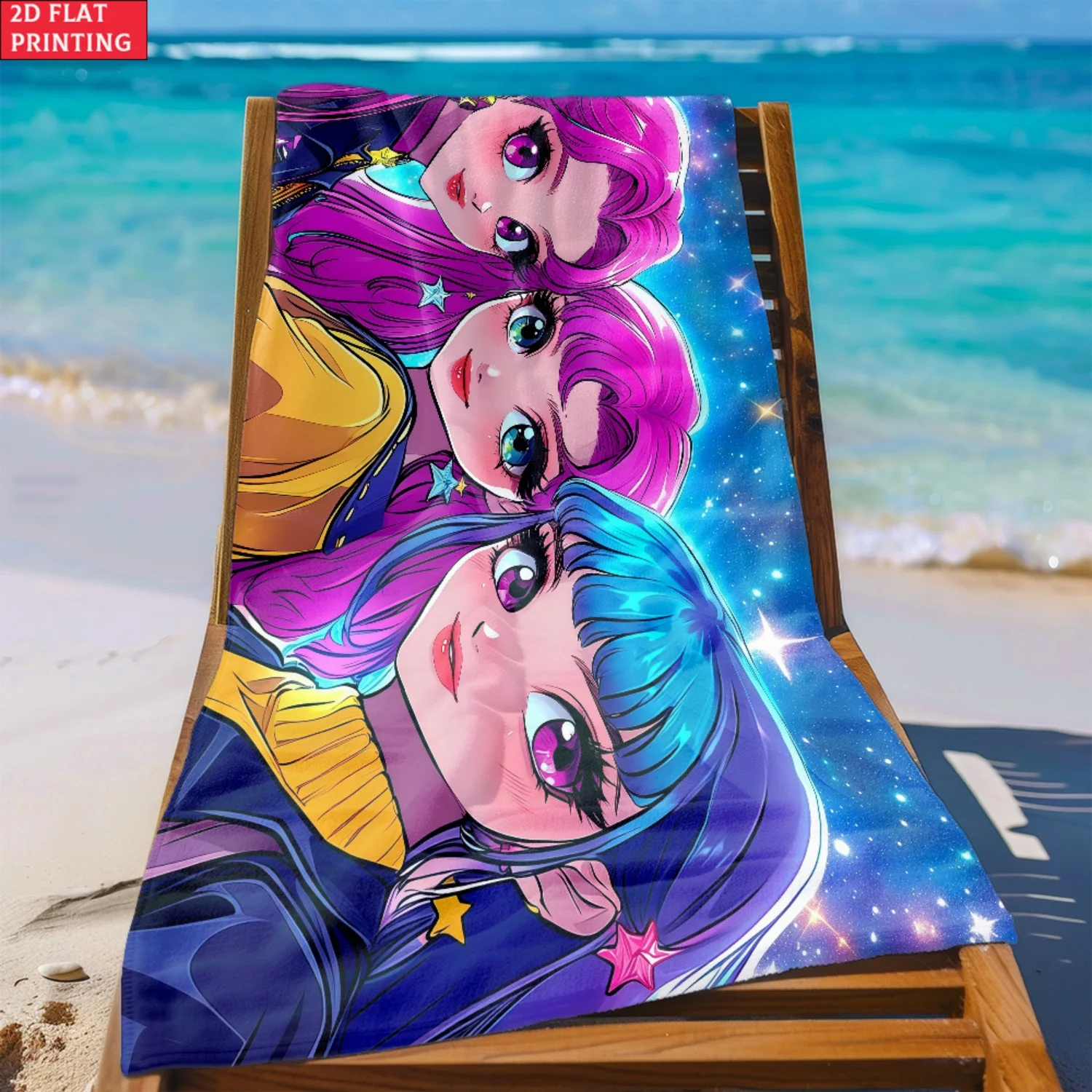 2D Flat 1pc Kpop Combination Beach Towel-Soft,Ultra-Absorbent Microfiber,Lightweight,Perfect for Beach