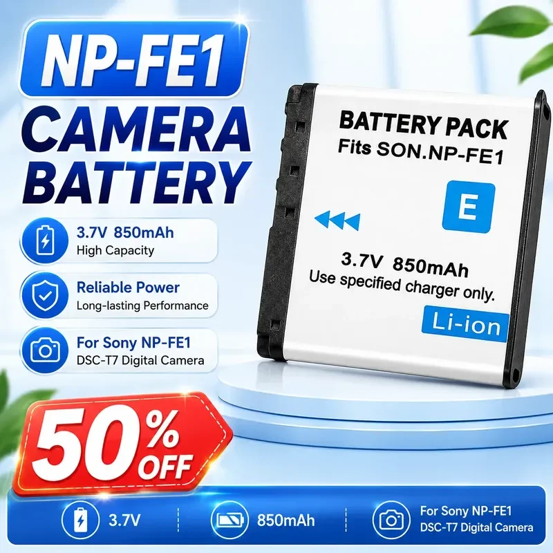 NP-FE1 3.7V 850mAh Li-ion Replacement Camera Battery for Sony NP-FE1 DSC-T7 Digital Camera Full Decoded