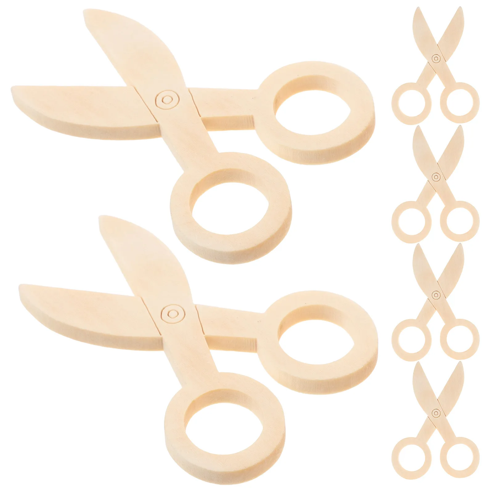 

6Pcs Wooden Scissors Child Friendly Design Hand Eye Coordination Pretend Play Hairdresser Early Education Cognitive Accessories
