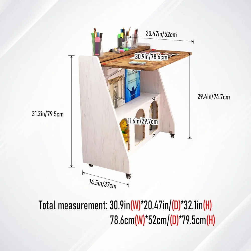Multi-Functional Mobile Home Office Desk with Lockable Wheels