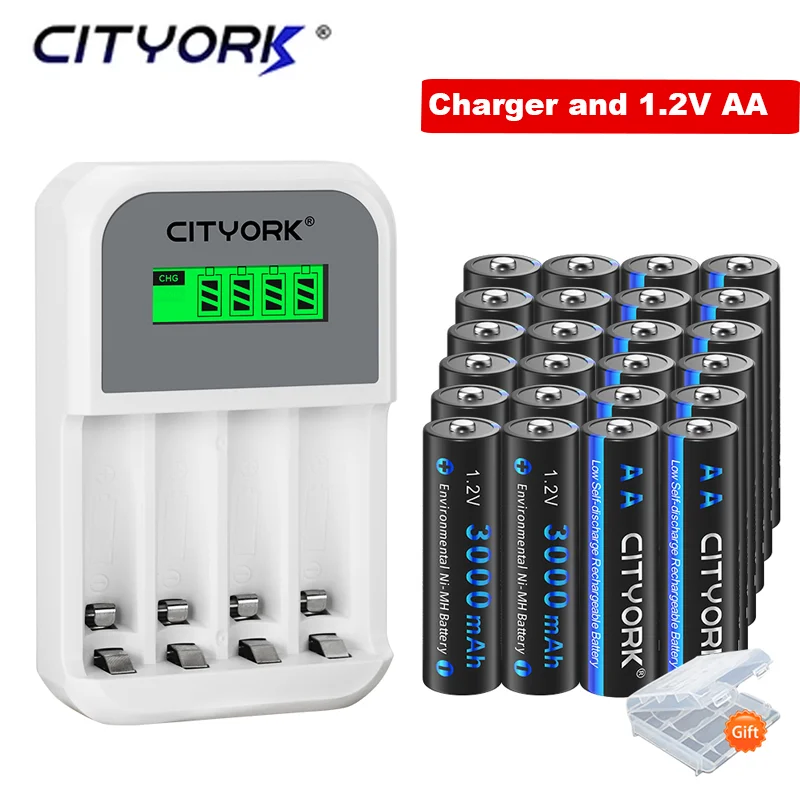 

2-24pcs 1.2V AA Ni-MH 3000mAh Rechargeable Batteries 2a battery with 4 Solts LCD Smart display 1.2V AA AAA 2a 3a battery charger