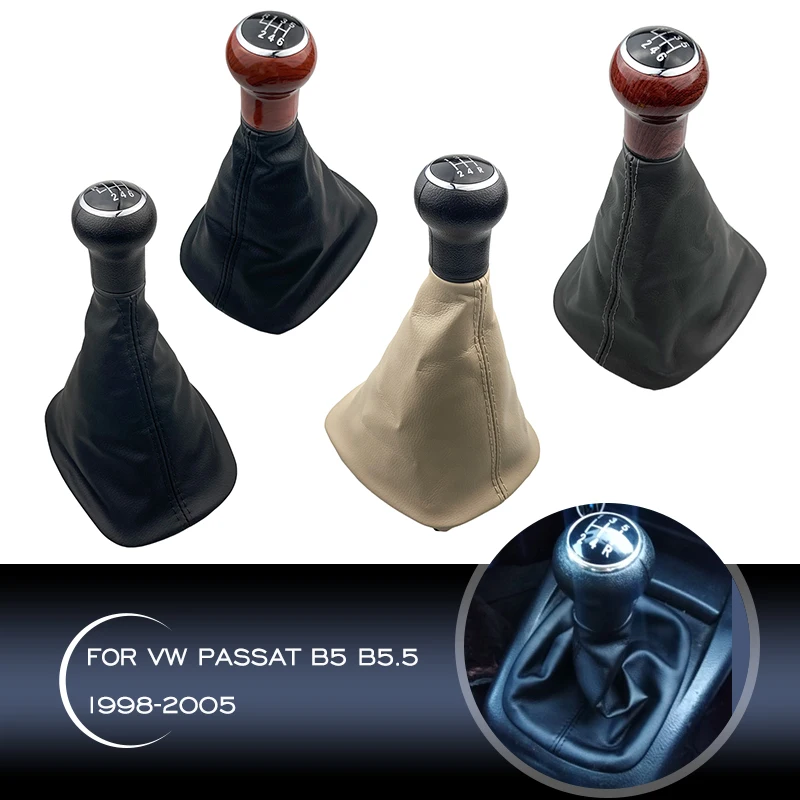 For Volkswagen VW Passat B5 B5.5 1998 1999 2000 2001 2002 2003 2004 2005 Gear Shift Knob With Collars Lever Shifter Gaiter Boot