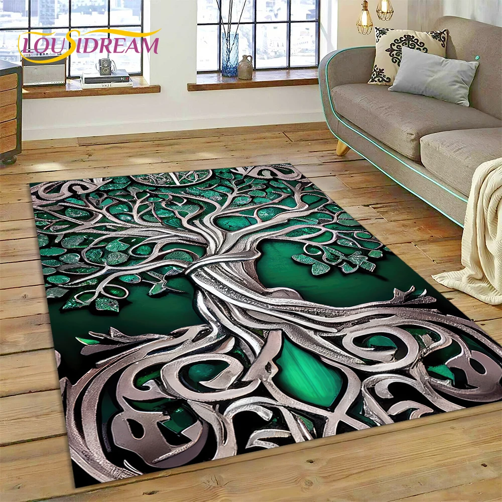 3D Tree of Life Nature Viking Yggdrasil Norse Rug Carpet for Living Room Bedroom Decor,Non-slip Decoration for Sofa Doormat Gift