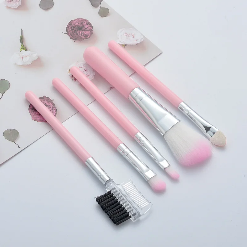 5Pcs Set di trucco portatile strumento cosmetico ombretto fondotinta Blush donne Protable Travel Beauty Make Up Brush Maquiagem