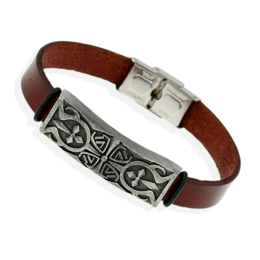 سوار رجالي بني عتيق من الفولاذ المقاوم للصدأ بإبزيم معظم مقاسات المعصم هدية للرجال سوار الإسورة #1