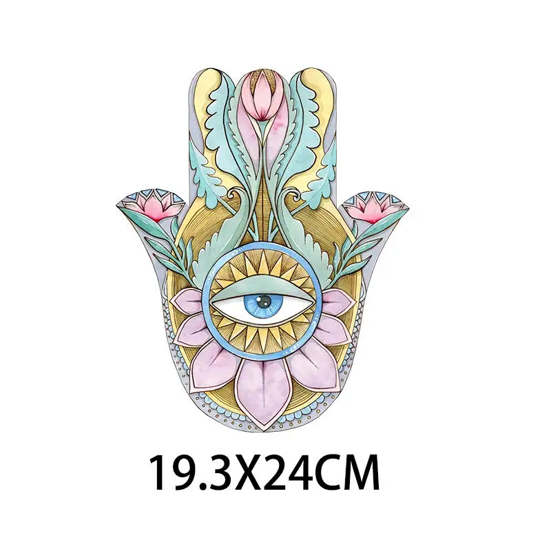 Iron on Patches Hand of Fatima Mandala Flowers Stripes Thermo Stickers on Clothes Heat Transfer Fusible Sticker Custom Patch