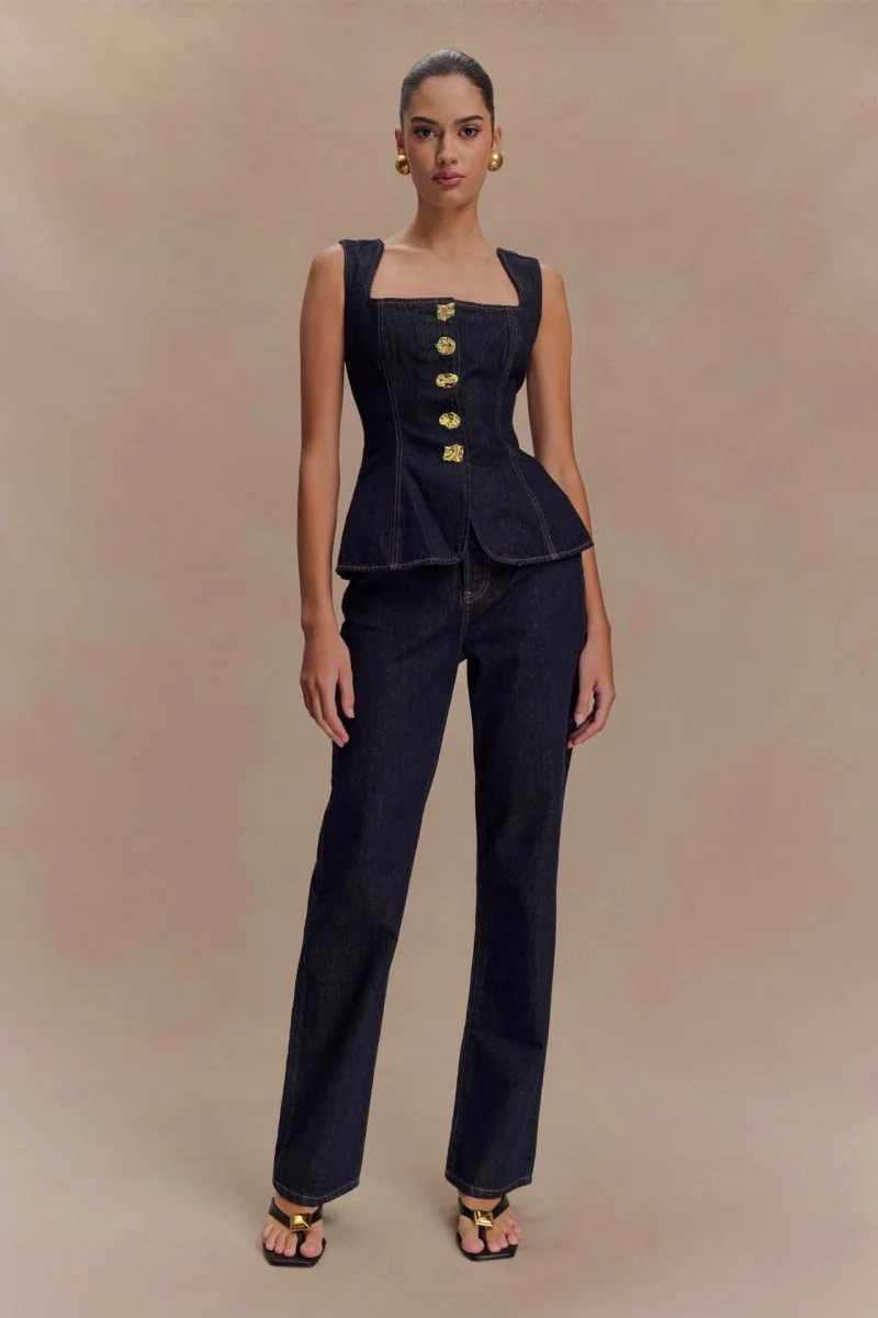 

Уличная одежда, джинсовые комплекты из 2 предметов, женская одежда, летняя одежда, женский жилет без рукавов, топ, прямые джинсы, брюки, комплекты, ковбойские женские комплекты