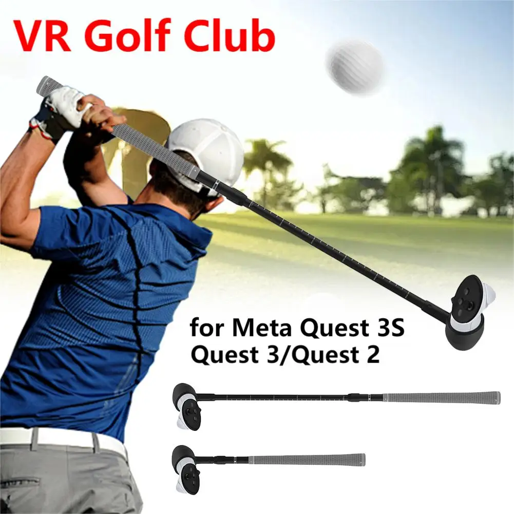 VR Golf Club Attachment for Meta Quest 3S/Quest 3/Quest 2 VR Golf Club Grip Retractable VR Golf Simulator Handle Accessories