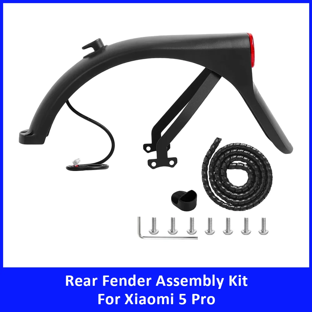 Electric Scooter Rear Fender Assembly for Xiaomi 5 Pro Taillight Hook Bracket Wire Protector Tube Rear Mudguard Part Accessories