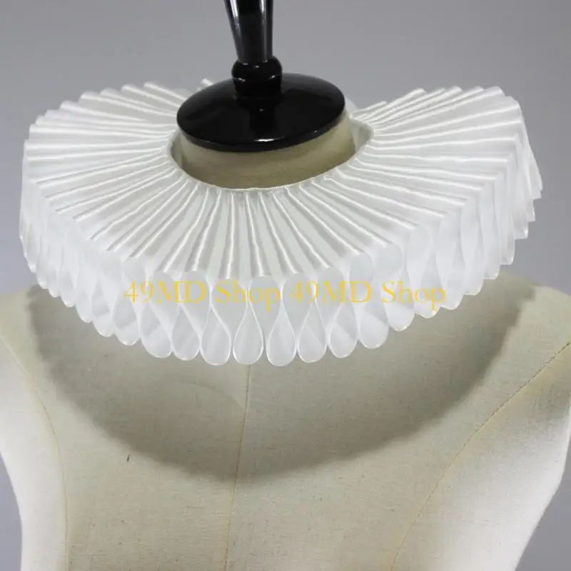 49MD Vintage Clown Neck Ruff Silky Fake Collars Detachable Collars Victorian Rennaisance Costume Novelty Necklace Shawl