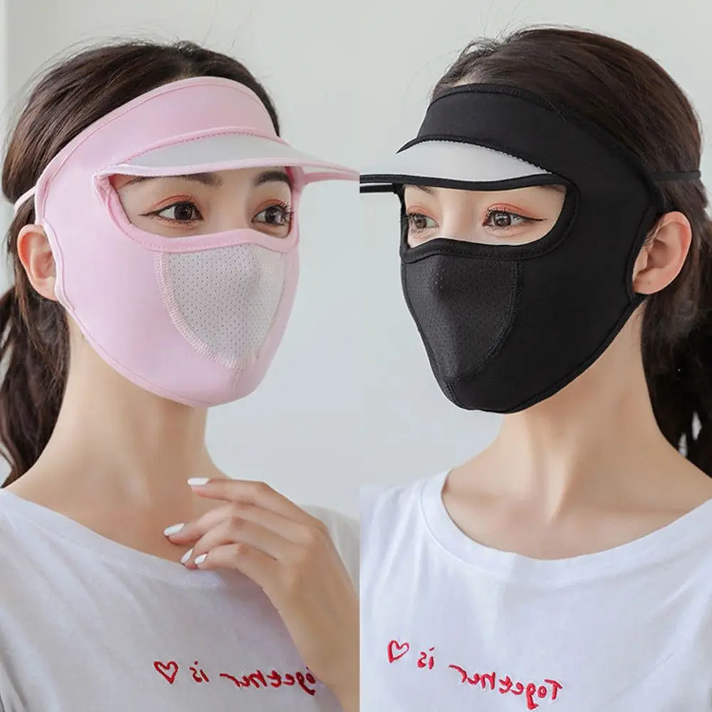 Unisex Full Face Mask UV Protection Summer Outdoor Sports Hat Breathable Ice Silk Women Sun Cap Dust-proof Cycling Mask