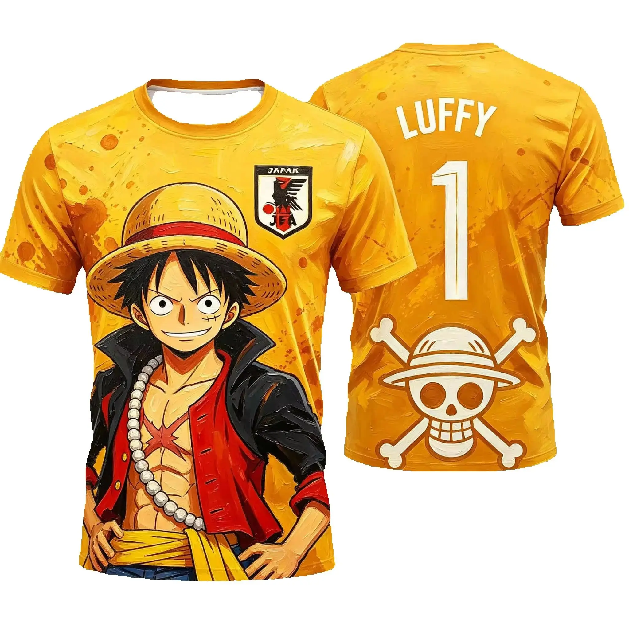 2026 Japan One Piece Luffy Fußballtrikot T-Shirt Fußball-Spezialtrikot für Erwachsene Herren Schnelltrocknendes Sweatshirt Familien-Set