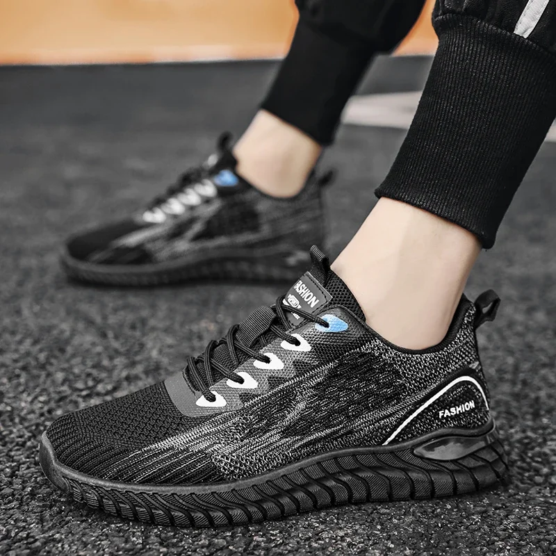 Explosive Flying Woven Casual New 2025 Wear-resistant Anti-slip Lace-up Breathable Gradual Color Matching Sports Men's Shoes