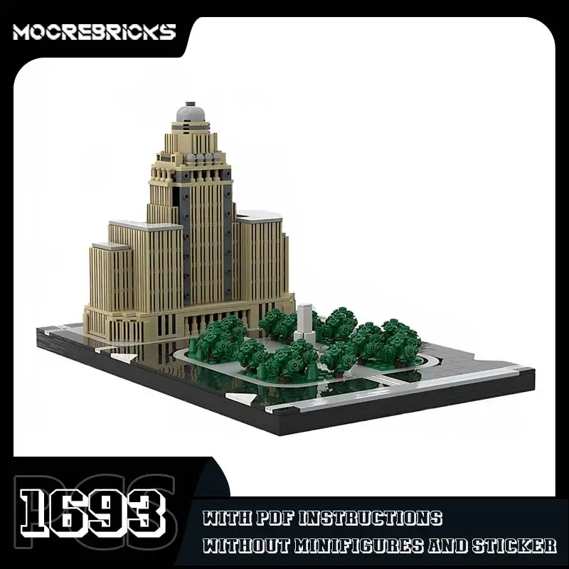 Architettura del punto di riferimento Buffalo City Hall Building Blocks modello Art Tower Assembly Technology mattoni Display Toy regalo per bambini