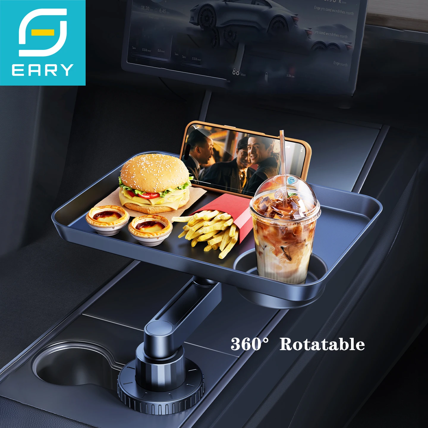 

Подстаканник-столик Eary для автомобиля, поворотный, для передних/задних сидений, для еды, напитков, соусов, для автопутешествий