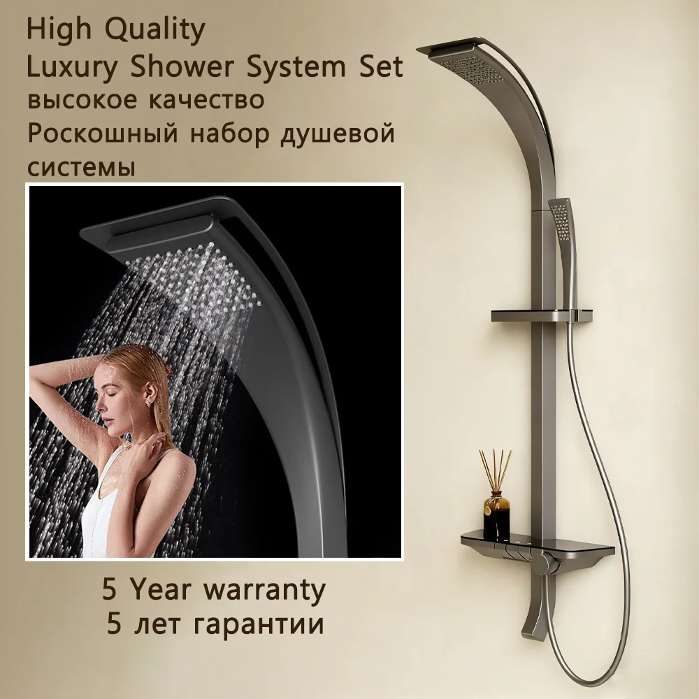 

High Quality Modern Showers System Rainfall Brass Mixer Bathroom Faucet Shower Set Bathtub Smart Thermostatic Rain Shower Column