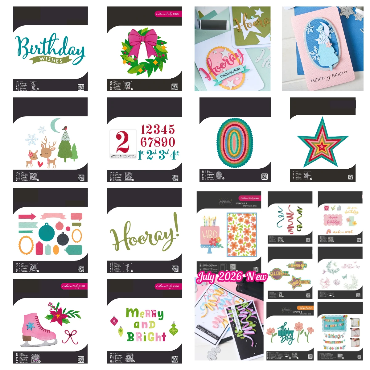 Nouveaux pochoirs de découpe en métal et tampons pour scrapbooking DIY fait main, motifs Lettres de guirlandes de fête, Coquillages, Gribouillages d'anniversaire, Juillet 2026